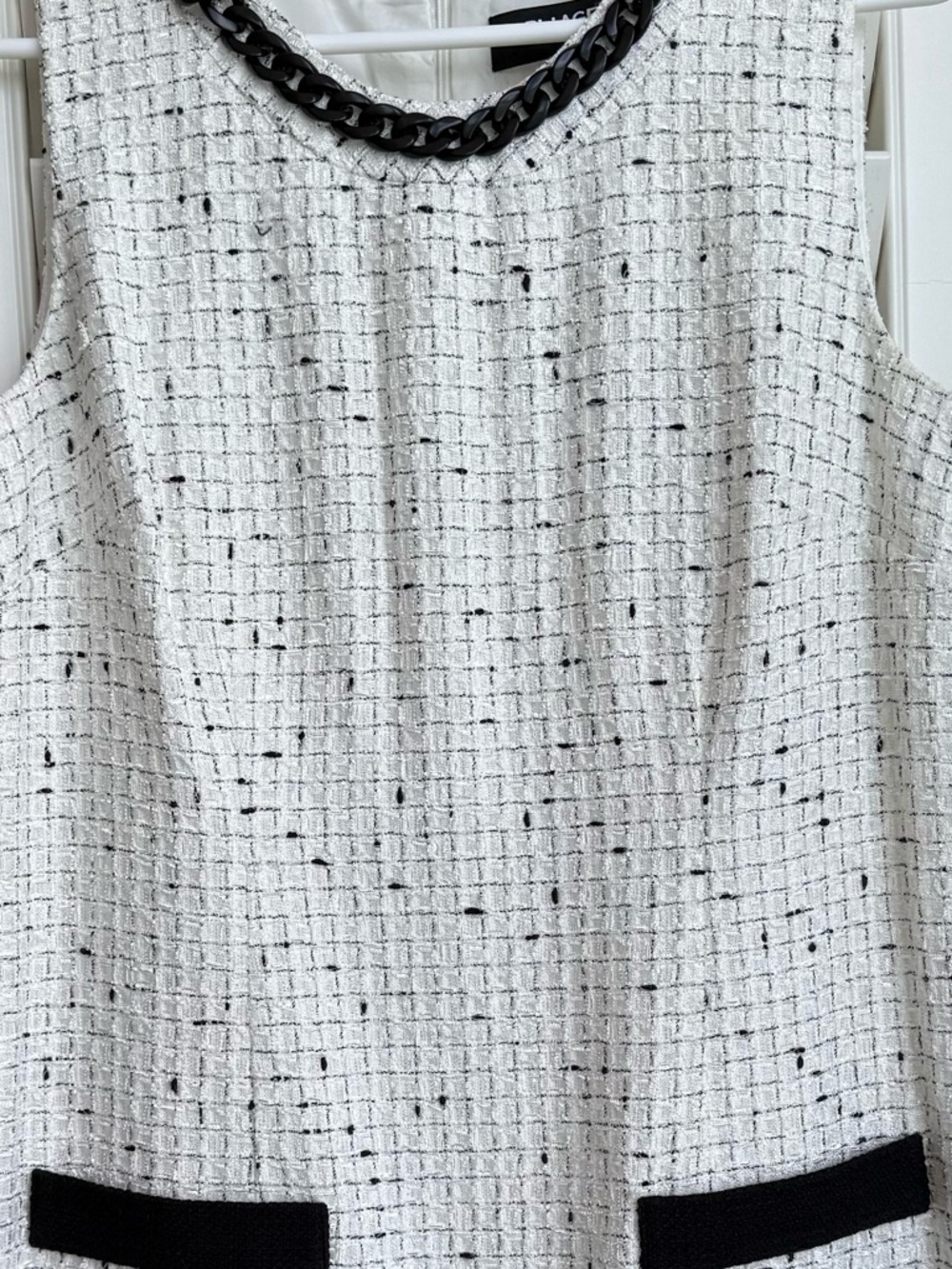 Karl Lagerfeld Tweed Dress Suit Set Size 8 Black White Chanel Style - Picture 6 of 8